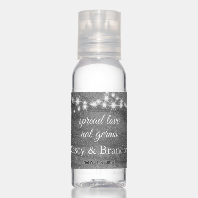 Twinkle Lights on Gray Granite Hand Sanitizer (Front)