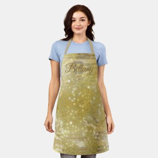 Twinkle Lights On Luxury Glam Gold Glitter Foil  Apron
