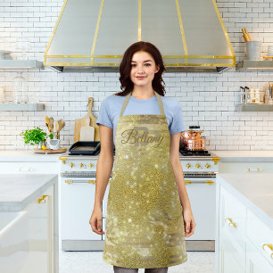 Twinkle Lights On Luxury Glam Gold Glitter Foil Apron