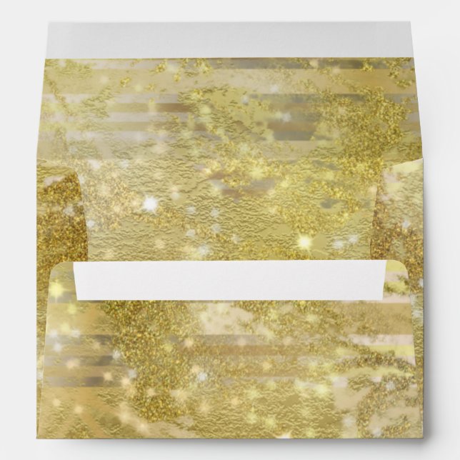 Twinkle Lights On Luxury Glam Gold Glitter Foil  Envelope (Back (Bottom))