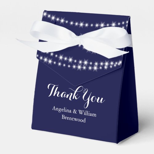 Twinkle Lights on Navy Favor Box