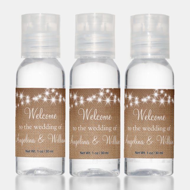 Twinkle Lights on Ombre Burlap Hand Sanitizer (Set)