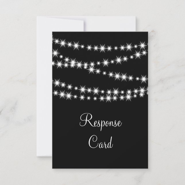 Twinkle Lights RSVP with menu (black) (Front)