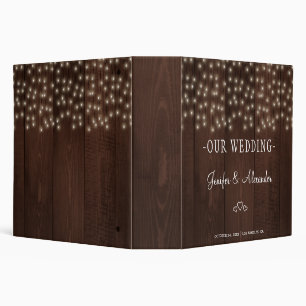 Twinkle lights rustic autumn barn wood wedding binder