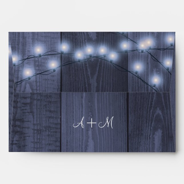 Twinkle lights rustic barn wood winter snowflakes envelope (Back (Top Flap))