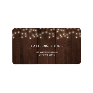 Twinkle lights rustic fall barn wood wedding label