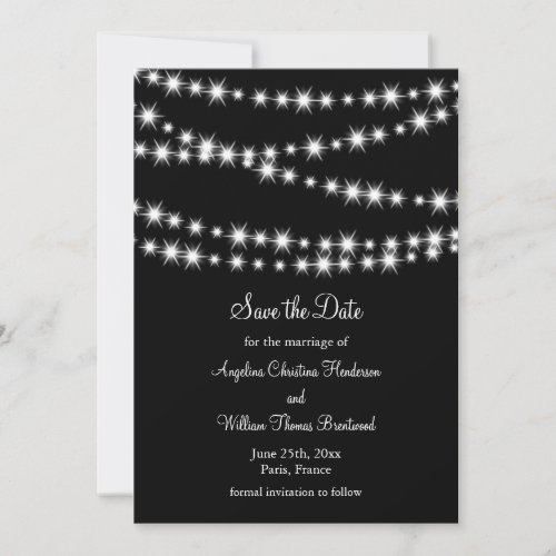 Twinkle Lights Save the Date black