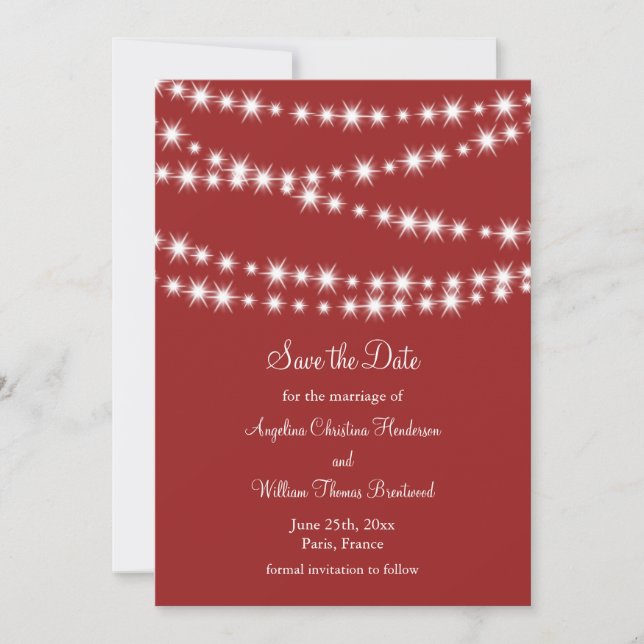 Twinkle Lights Save the Date (red) (Front)