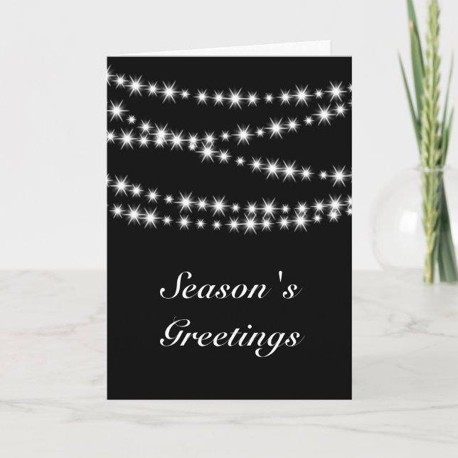 Twinkle Lights Season's Greetings (black) Holiday Card (Front)