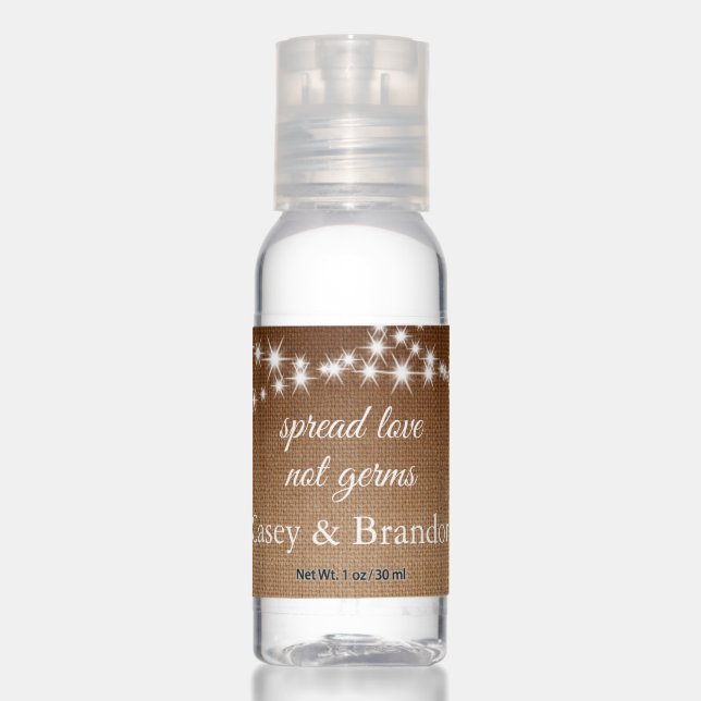 Twinkle Lights Spread Love Ombre Burlap Hand Sanitizer (Front)