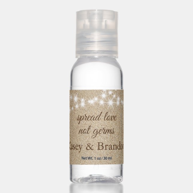 Twinkle Lights Spread Love on Beach Sand Hand Sanitizer (Front)