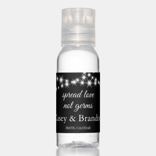 Twinkle Lights Spread Love on Black Hand Sanitizer (Front)