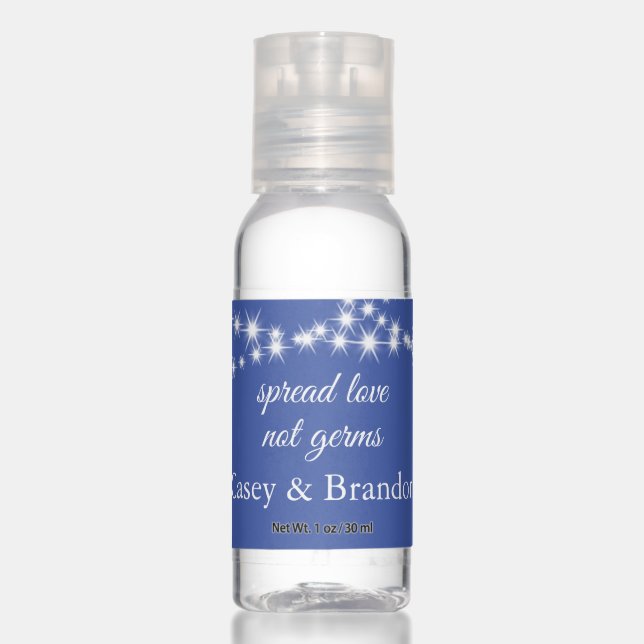 Twinkle Lights Spread Love on blue Hand Sanitizer (Front)