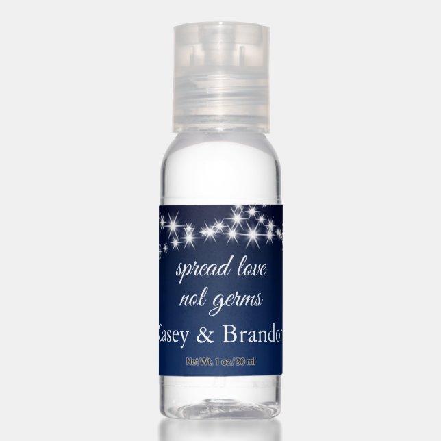 Twinkle Lights Spread Love on Dark Blue Hand Sanitizer (Front)