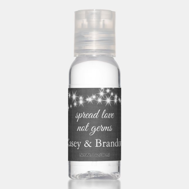 Twinkle Lights Spread Love on Dark Gray Linen Hand Sanitizer (Front)