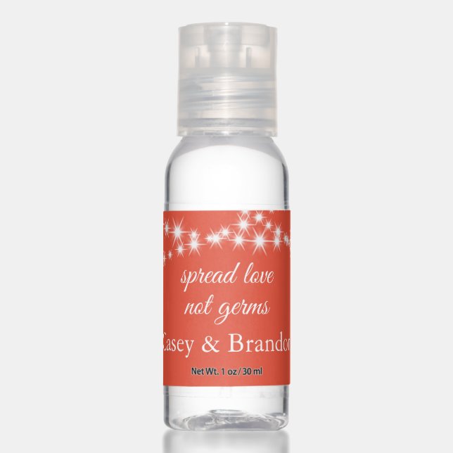 Twinkle Lights Spread Love on orange Hand Sanitizer (Front)