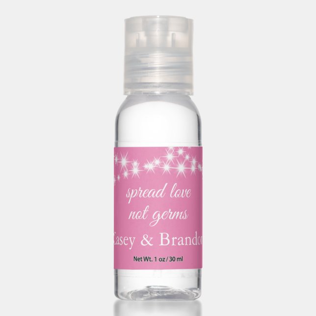 Twinkle Lights Spread Love on pink Hand Sanitizer (Front)