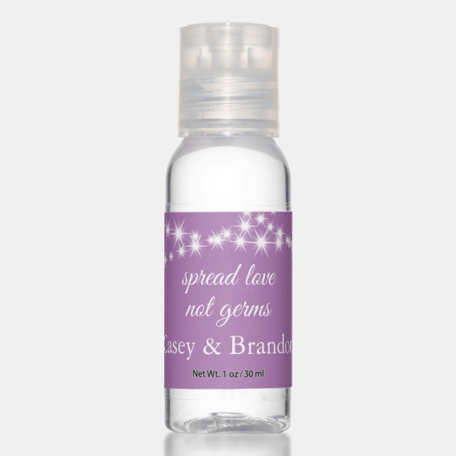 Twinkle Lights Spread Love on purple Hand Sanitizer (Front)