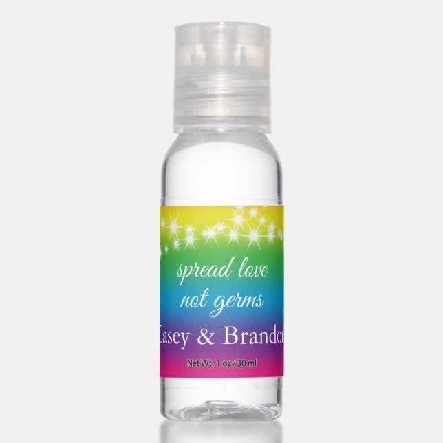 Twinkle Lights Spread Love on Rainbow Hand Sanitizer (Front)