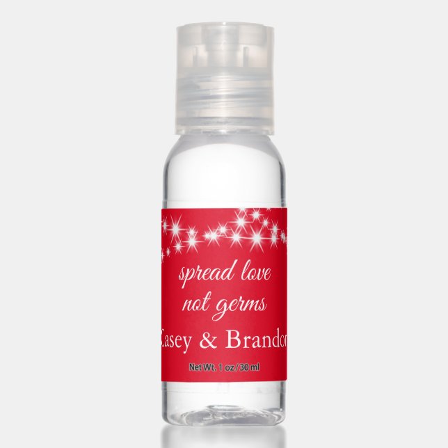 Twinkle Lights Spread Love on red Hand Sanitizer (Front)