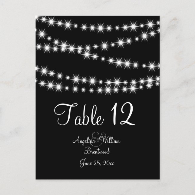 Twinkle Lights Table Number (black) (Front)
