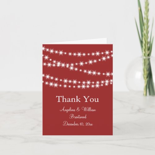 Twinkle Lights Thank You Card red