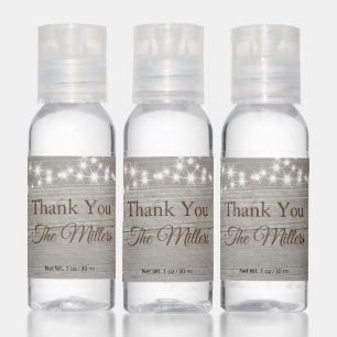 Twinkle Lights Thank You on Barn Board Hand Sanitizer
