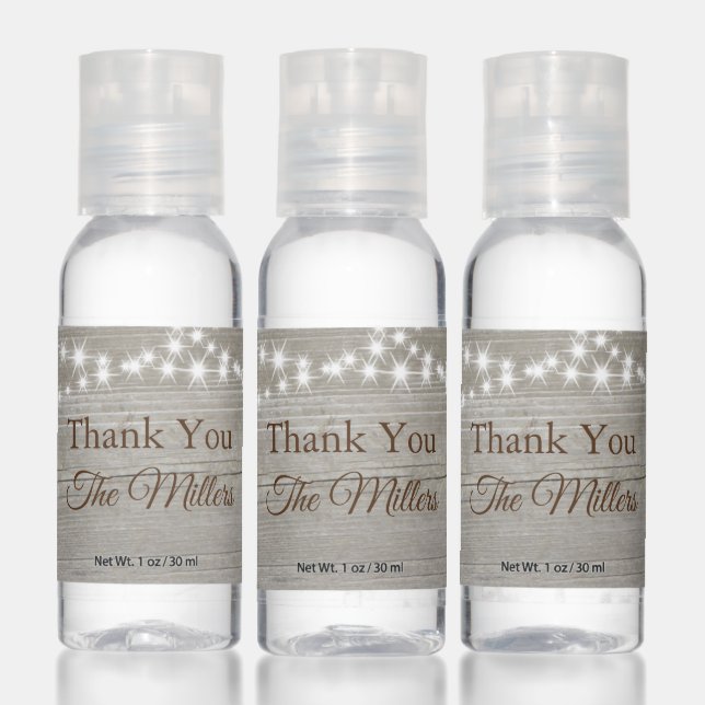 Twinkle Lights Thank You on Barn Board Hand Sanitizer (Set)
