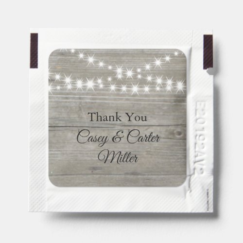 Twinkle Lights Thank You on Barn Board Hand Sanitizer Packet