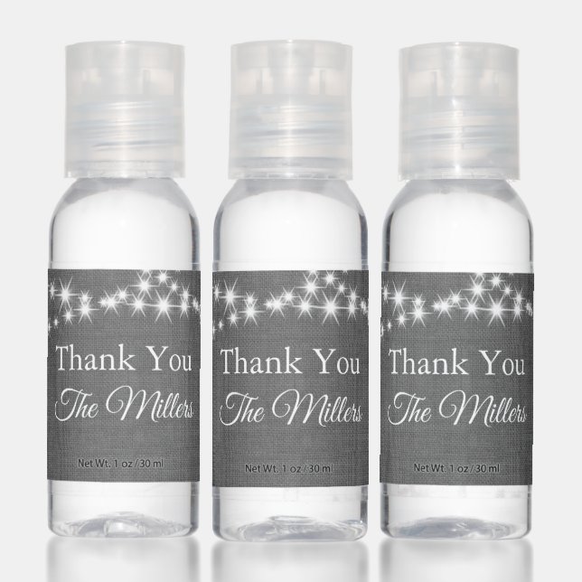 Twinkle Lights Thank You on Dark Gray Linen Hand Sanitizer (Set)