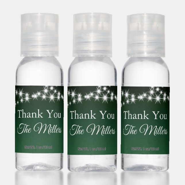 Twinkle Lights Thank You on Dark Green Hand Sanitizer (Set)