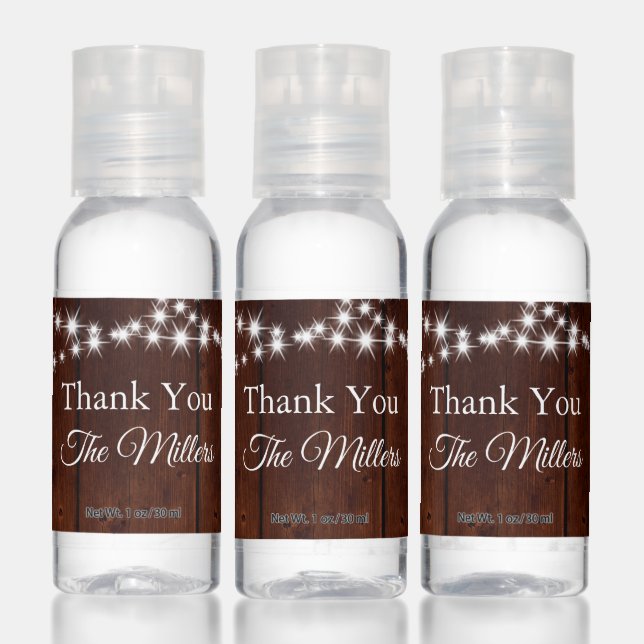 Twinkle Lights Thank You on Dark Wood Hand Sanitizer (Set)