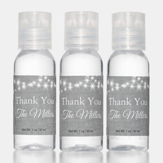Twinkle Lights Thank You on Gray Linen Hand Sanitizer (Set)