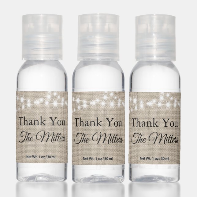 Twinkle Lights Thank You on Light Burlap Hand Sanitizer (Set)