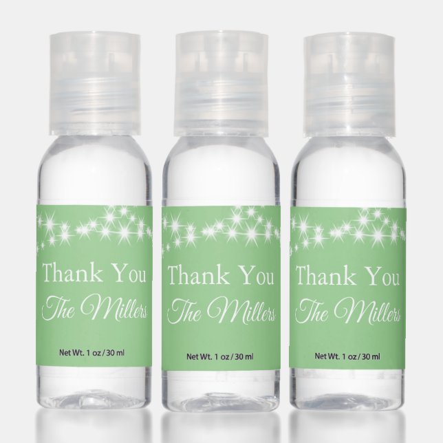 Twinkle Lights Thank You on Mint Green Hand Sanitizer (Set)