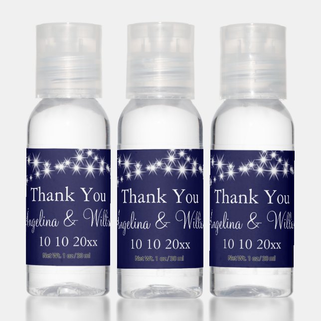 Twinkle Lights Thank You on Navy Hand Sanitizer (Set)