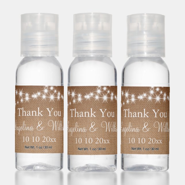 Twinkle Lights Thank You on Ombre Burlap Hand Sanitizer (Set)