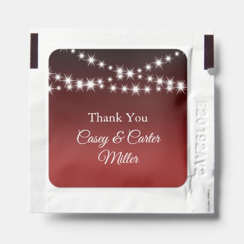 Twinkle Lights Thank You on Ombre Dark Red Hand Sanitizer Packet