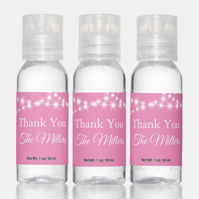 Twinkle Lights Thank You on Pink Hand Sanitizer (Set)