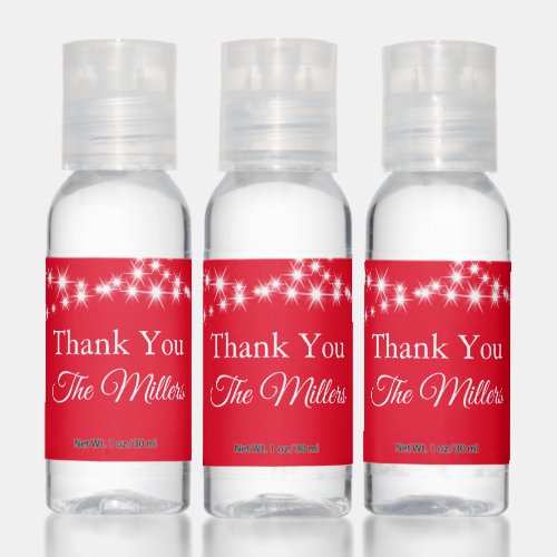 Twinkle Lights Thank You on Red Hand Sanitizer