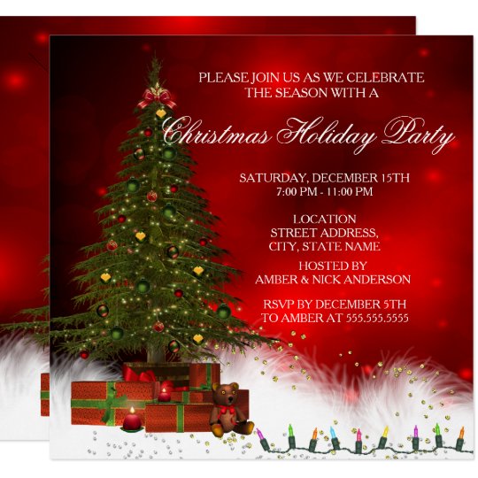 Twinkle Lights Tree Christmas Holiday Party Invitation | Zazzle.com