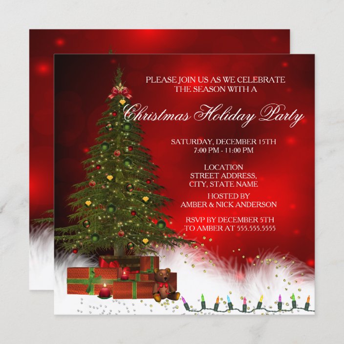 Twinkle Lights Tree Christmas Holiday Party Invitation | Zazzle.com