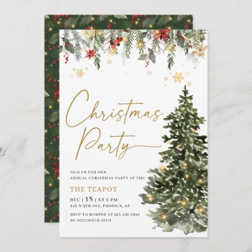 Twinkle Lights Tree Christmas Party Invitation