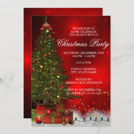 Twinkle Lights Tree Festive Christmas Party Invite