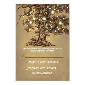 Twinkle Lights Tree Rustic Wedding RSVP card
