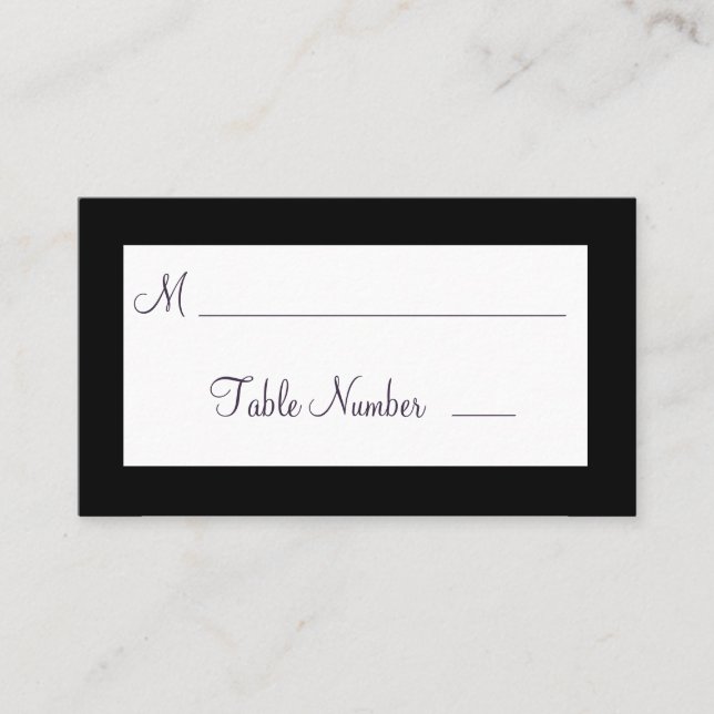 Twinkle Lights Wedding Place Cards (black) (Front)