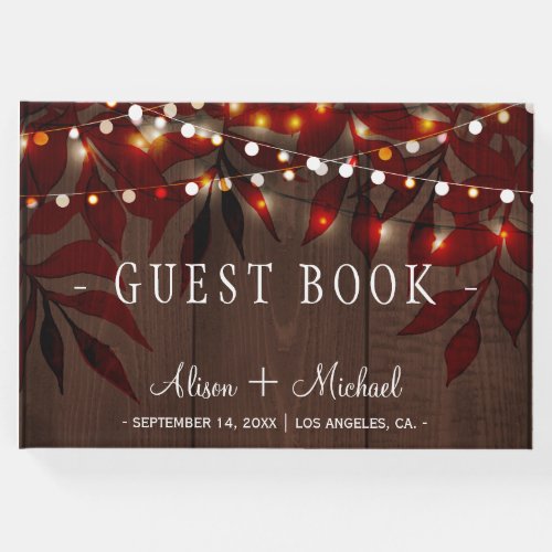 Twinkle lights wedding rustic fall guest book