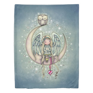 Twinkle Little Angel and Owl Illustrated Art Duvet Cover
