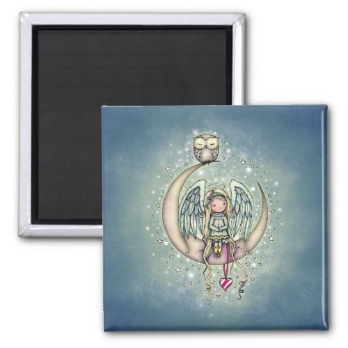 Twinkle Little Angel and Owl Illustrated Art Magnet