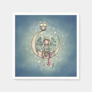 Twinkle Little Angel and Owl Illustrated Art Napkins